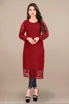 Net Kurti for Women,  Red  