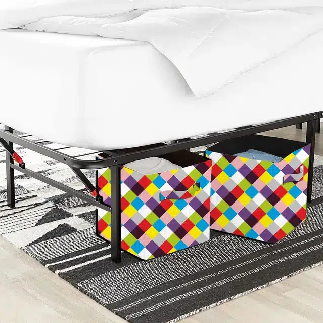 PVC Printed Multipurpose Storage Box (Multicolor, Pack of 2)