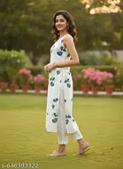 Teal Floral Printed Kurti for Women 