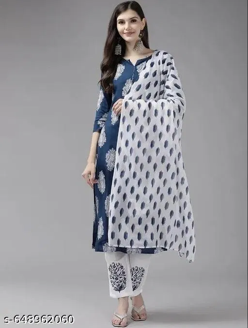 Kurta Set for Women (Navy Blue, XXL)