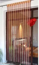 Polyester Beads Curtain for Door (Red & Yellow, 7 Feet)