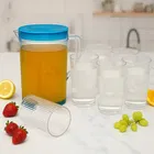 Anjani Aqua Plastic Jug 2000ml with 6 Pcs Glass Set