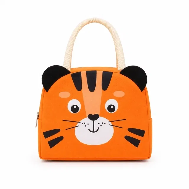 Cute Tiger Design  Insulated Lunch Bag for Kids (Orange)