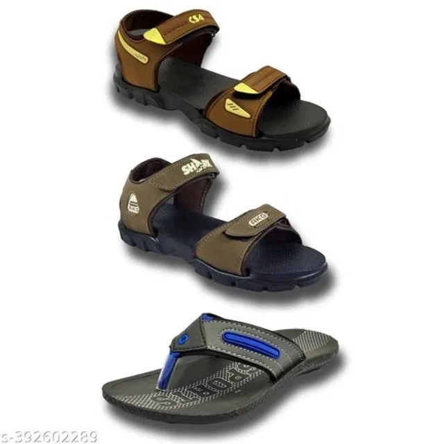 Sandals with Flipflop for Men (Multicolor, 7) (Pack of 3)
