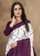 Art Silk Printed Saree for Women, Wine 
