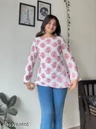 Floral Cotton Short Kurti for Women 