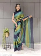 Georgette Zari Lining Saree With Unstitched Blouse Piece for Women 