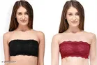 Net Solid Bras for Women, Black & Maroon, Pack of 2 