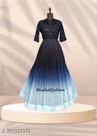 Embroidered A-line Ankle Length Georgette Kurti for Women 