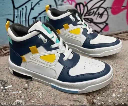 Casual Shoes for Men (White & Blue, 7)