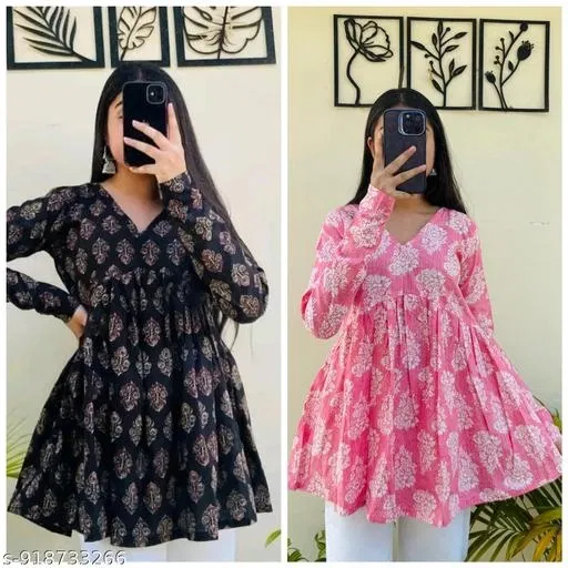 Kurti for Girls, Pack of 2 (Pink, XS)