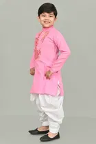 Cotton Embroidered Kurta with Patiyala Set for Boys 