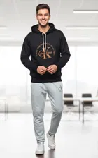 Fleece Printed Tracksuit for Men, Black & Grey 