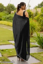 Georgette Saree for Women, Black 