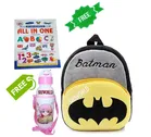 Combo of Fabric School Bag, Water Bottle with All in One Book for Kids 