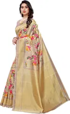 यशिका डिज़ाइनर विमेंस साड़ी आर्ट सिल्क विद अन्स्टिच ब्लाउज पीस 