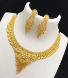 Brass Gold Plated Necklace with Earrings 