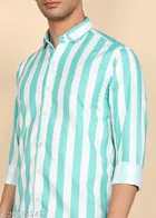 Cotton Striped Shirts for Men, Sky Blue 