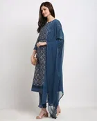Cambric Cotton Foil Printed Kurta with Pant & Dupatta for Women 