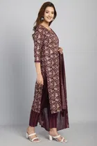 Cotton Blend Printed Kurti with Bottom & Dupatta Set for Women 