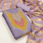 Vichitra Silk Embroidered Unstitched Suit Fabric, Purple