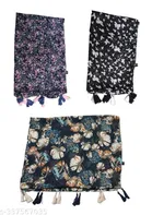 Poly Chiffon Printed Scarves for Women, Multicolor, Pack of 3