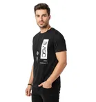 Polyester Printed T-Shirt for Men, Black 