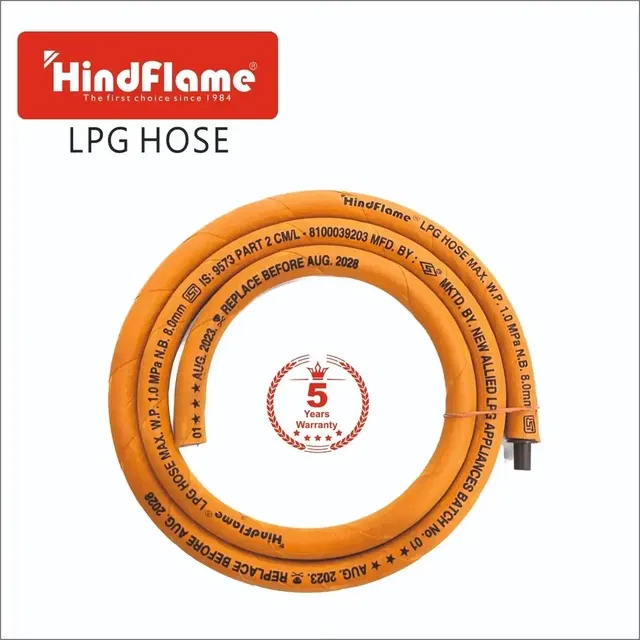 Hindflame Hose Pipe 1.5mm With Reinforced Rubber Hose Pipe, 150 Cm, Pack Of 1