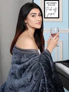 MAGICAL Silky Soft Solid Grey Colour Double Heavy Duty Mink Blanket Pack of 1