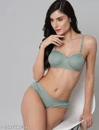 Cotton Blend Solid Lingerie Set for Women 