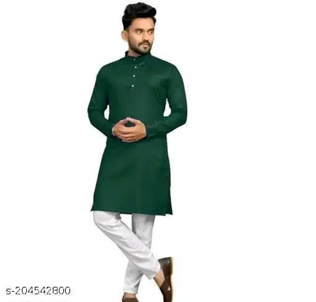 Full Sleeves Kurta for Men (Bottle Green, XL)