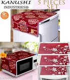 KANUSHI Industries® 1 Pc Microwave/Oven Top Cover + 1 Pc Fridge/Refrigerator Top Cover + 3 Fridge Mate 