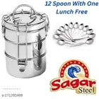Double Layer Lunch Box with 12 Pcs Spoon 