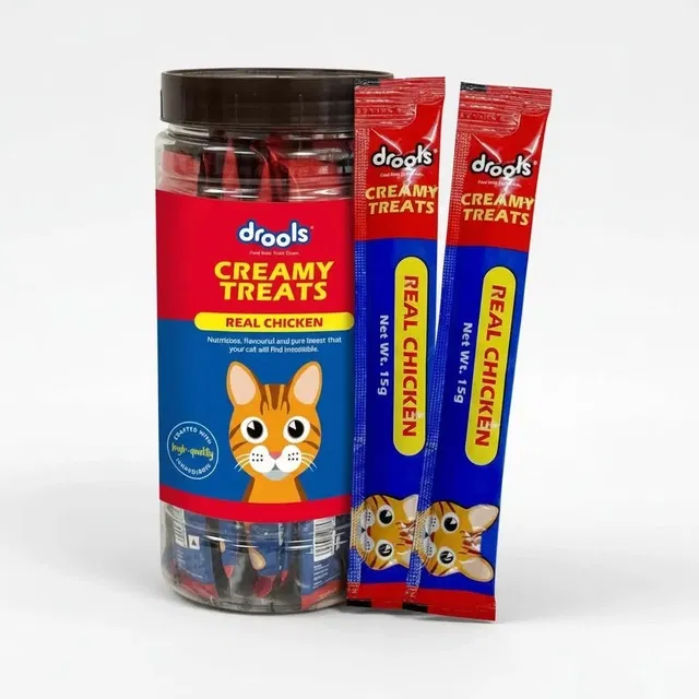 Drools Creamy cat Treats, Real Chicken, 375 g (Jar)