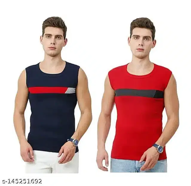 Gym Vests for Men (Blue & Red, XS) (Pack of 2)