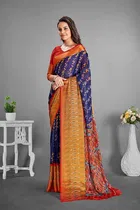 Moss Chiffon Printed Saree for Women 