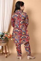 Rayon Printed Kurti with Pyjama for Girls 