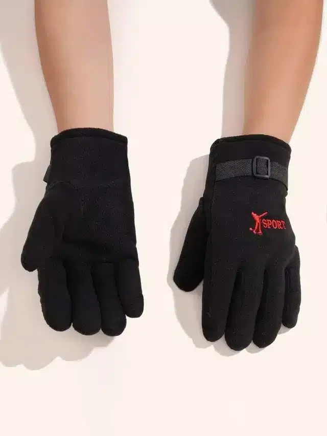 Fleece Winter Gloves for Men (Black, Set of 1)