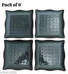 Plastic Plates for Kitchen, Black, Pack of 6