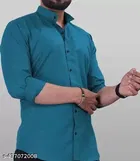 Cotton Solid Shirt for Men, Teal 