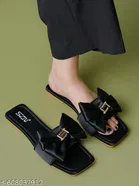 Shoetopia Black Suede Flat Sandals 