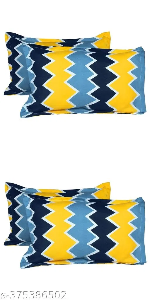 Polycotton Pillow Covers (Multicolor, 17x27 inches) (Pack of 4)