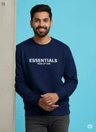 Fleece Printed Sweatshirt for Men, Dark Blue 