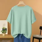 Cotton Blend Printed T-shirt for Women, Light Green 