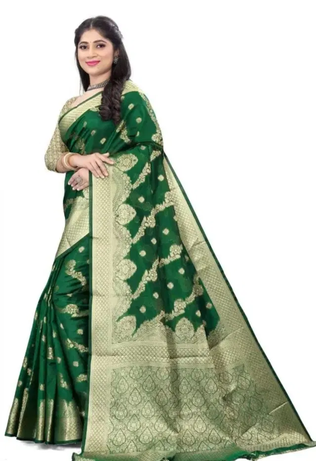 Organza Zari Woven Saree for Women (Green, 6.3 m)
