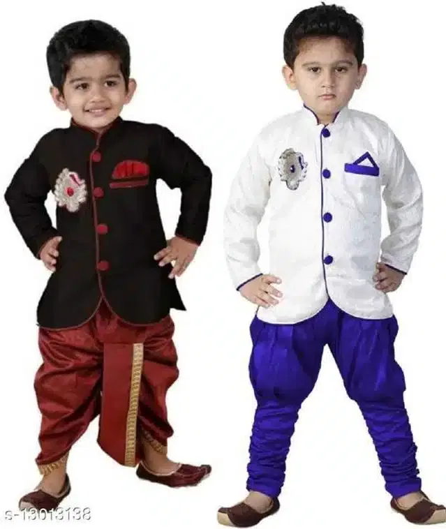 Sherwanis for Boys (Multicolor, 2-3 Years) (Pack of 2)