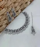 Alloy Necklace with Earrings & Maangtika for Women 