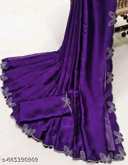 Jimmy Choo Embroidered Saree For Women, Purple
