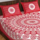 Jaipuri Cotton Double Bedsheet with 2 Pillow Covers | 80x90 Inch | Paisley Red | Traditional Rajasthani Print