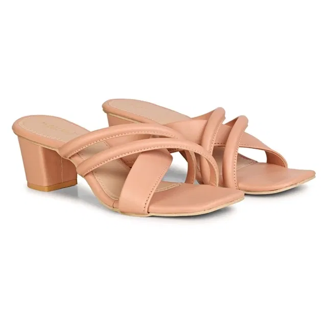 Zakozee Open-Toe Heels for Women (Beige, 4)